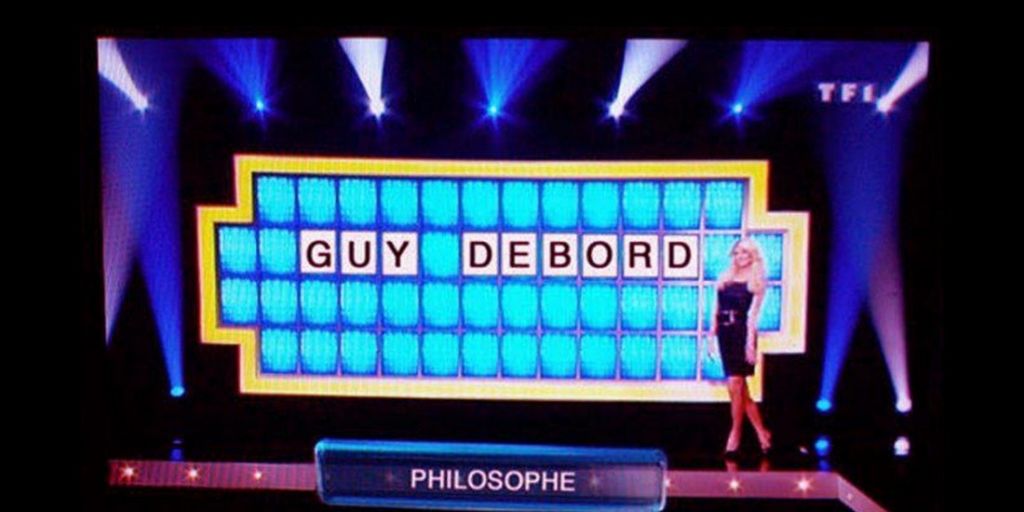 Capture d'écran de La roue de la fortune où il fallait trouver Guy Debord. 