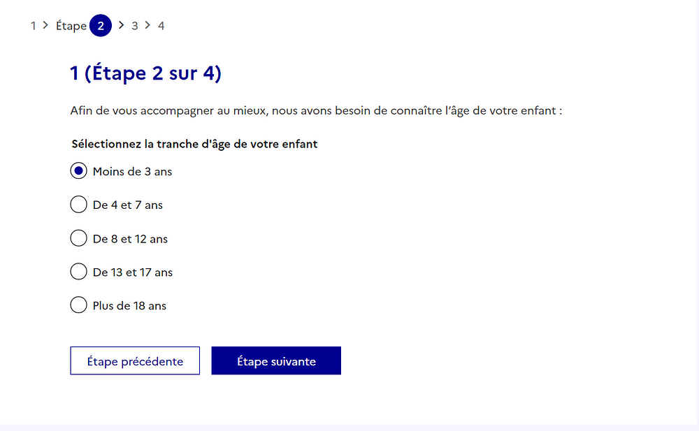 Capture d’écran du quizz sur Jeprotegemonenfant.gouv.fr